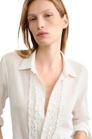 Nili Lotan Nathael Ruffle Shirt in Ivory