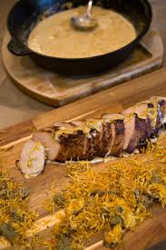 Put the tenderloin in the skillet and roast it for 20 to 25 minutes. Skillet Roasted Pork Loin With Marigold Cream Sauce Sweet Life