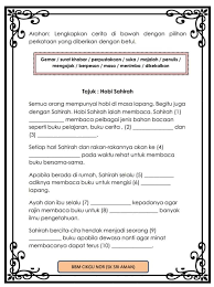 For more information and source, see on this link : Latihan Bahasa Melayu Perpustakaan Desa Felda Palong 7 Facebook