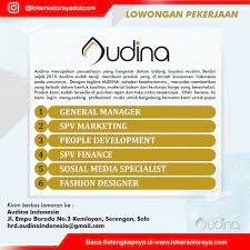 Temukan info lowongan pekerjaan menarik dan terbaru april 2021 di jawa barat hanya di jobs.id. Lowongan Kerja Di Audina Lowongan Kerja Solo Raya Facebook