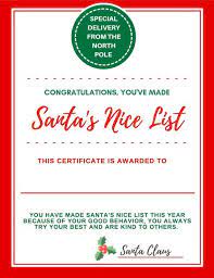 Download Letter To Santa Certificate For Making The Nice List Santas Nice List Kids Behavior Awesome Lists