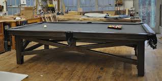The modern table here is made in our solid oak wood colour #e4 with metal plating in the frame and legs, the table is complete with a black cloth. A Custom Steel And Wood Pool Table Finewoodworking