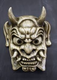 Oni Mask In Antique White Oni Mask Japanese Mask Japanese Oni Mask