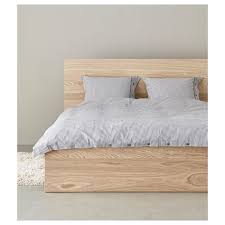 Malm White Stained Oak Veneer Luroy Bed Frame High Standard Double Ikea Malm Bed Frame Bed Frame And Headboard Malm Bed