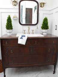 Eclife modern 24 bathroom vanity pedestal cabinet set pedestal stand wood (black) with bathroom vanity mirror soft closing cabinet doors set b02 4.3 out of 5 stars 72 $189.99 $ 189. Turn A Vintage Dresser Into A Bathroom Vanity Hgtv