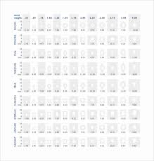 sample diamond size chart 5 documents in pdf