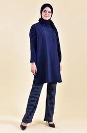 Sefamerve Yarasa Kol Tunik Pantolon Ikili Takim 8142 03 Lacivert Trendler Elbise Modelleri Giyim