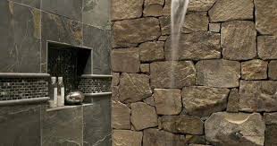 earth multi color slate gauged tile dream bathrooms rustic bathroom designs stone shower