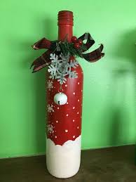 Pin De Rose Miller En Bottle Art Botellas De Vino De Navidad Navidad Botellas Manualidades Navidenas