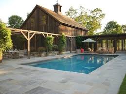 Stone Pool Deck Country Landscape Design Hoffman Landscapes Wilton Ct Stone Pool Deck Barn Pool Pool Houses