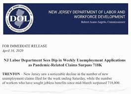 Nj Labor Department On Twitter Release Nj Saw A Decline In The Number Of New Unemployment Claims Filed For The Week Ending Saturday While The Number Of Workers Who Have Sought