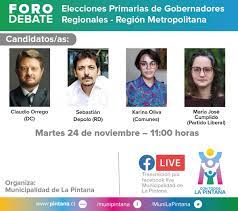 Las elecciones legislativas de argentina de 2021 tendrán lugar el domingo 14 de noviembre del mencionado año. Municipalidad De La Pintana No Twitter Manana Por Nuestro Facebook Live Foro Debate Con Candidatos As A Elecciones Primarias De Gobernadores Por La Rm Cuatro De Los Candidatos A Gobernadores Estaran Junto