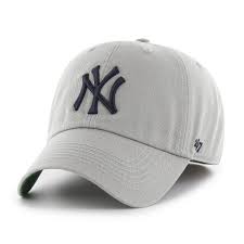 This item is discountable using a coupon. New York Yankees 47 Brand Franchise Gray Navy Logo Fitted Hat Fitted Hats Logo Fit Navy Logo