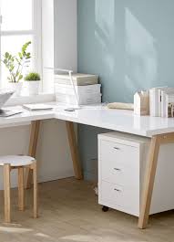 Bureau D Angle Avec Pietement En Bois Massif Blanc Oslo Bureau Bureau Angle Bureau Blanc Idee Deco Bureau