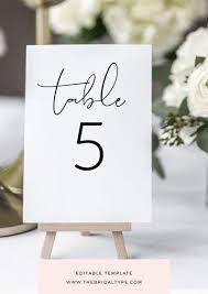 Calligraphy Table Number Editable Table Number Template Etsy Wedding Table Numbers Printable Calligraphy Table Numbers Minimal Wedding Invitation