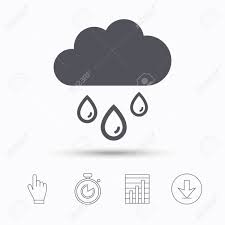 Cloud With Rain Drops Icon Rainy Day Symbol Stopwatch Timer