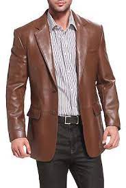 New Men S Genuine Lambskin Pure Leather Blazer Soft Coat Two Button Brown Jacket Lambskin Leather Blazer Mens Leather Blazer Leather Blazer Jacket