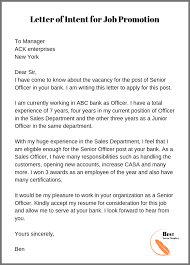 By following the titles in this article. Letter Of Intent For Promotion Template Format Sample Examples