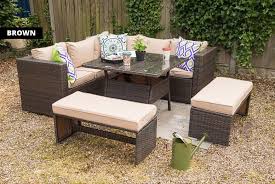 Consists of a double seat sofa, two armchairs, and a table with a tempered glass top. Furniture Rattan Garden Furniture Covers L Shaped