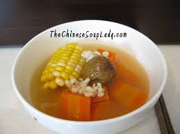 Carrot And Sweet Corn Soup With Barley And Pork Shank Sweet Corn Soup Pork And Cabbage Cabbage Soup Recipes