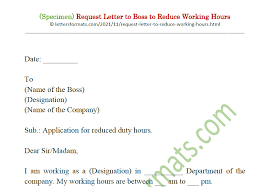 Sample Request Letter To Boss To Reduce Working Hours