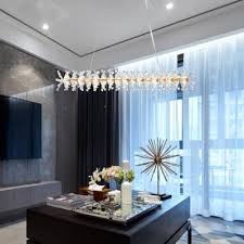 Linear Island Lighting Fixture Modern Style Clear Crystal 16 Lights Living Room Hanging Ceiling Light Takeluckhome Com