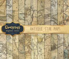 Star Maps Digital Paper Constellation Celestial Atlas Zodiac Star Chart Scrapbook Paper Pack