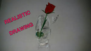 Rose In Vase Realistic Drawing Youtube