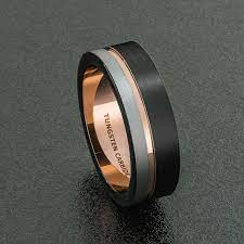 Men S Tungsten And Rose Gold Wedding Band Rose Gold Wedding Bands Mens Wedding Rings Rings For Men