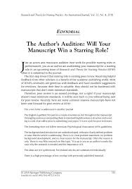 Also, websites may be outdated, so call the journal to confirm to whom you should address your cover letter when in doubt. The Author S Audition Will Your Manuscript Win A Starring Role Springer Publishing