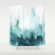 Soft Teal Abstract Watercolor Shower Curtain By Jenmerli Society6