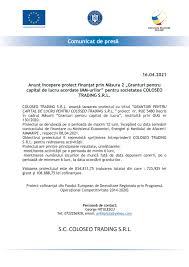Un comunicat de presă (în engleză news release, media release, press release sau press statement) este o comunicare scrisă sau înregistrată, care se adresează membrilor comunității de jurnaliști de știri cu scopul declarat de a anunța că anumite informații au. Comunicat De PresÄƒ AnunÈ› Incepere Proiect FinanÈ›at Prin MÄƒsura 2 Granturi Pentru Capital De Lucru Acordate Imm Urilor Pentru Societatea Coloseo Trading S R L Ziarul Unirea