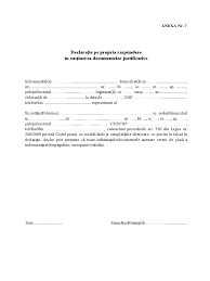 Legea 286/2009 ( privind codul penal actualizata la data de 12.11.2012 ). Anexa 7 Declaratie Pe Propria Raspundere In Sustinerea Documentelor Justificative