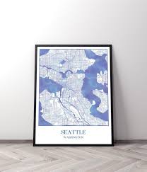 This Seattle City Map Office Decor Printable Is Great For Decorating Your Home And Makes For A Thoughtful New Seattle City City Map Watercolor Map
