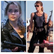 Getting to actually star as sarah connor was a dream come true. The Transformation Of Sarah Connor From A Cute Young Lady Emilia Clarke Into A Badass Mom Linda Hamilton 9gag