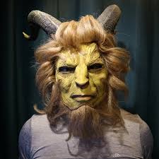 Piękna i bestia maska Cosplay lateks z włosami Halloween przebranie grymas  kostium imprezowy maski Cosplay rekwizyty dla dorosłych jeden rozmiar