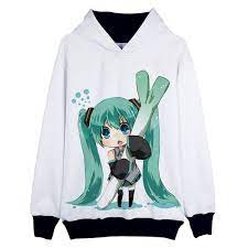 Spring Autumn Hatsune Miku Vocaloid Hooded Sweater Miku Cute White Long Sleeve Print Anime Characters Coats For Mens Women Size Xs Xxl Miku Hoodies Sweatshirts