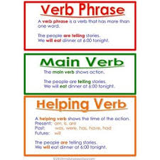 Autumn Verbs Verb Phrases Main Verbs Helping Verbs Tpt Helping Verbs Main Verbs Verb