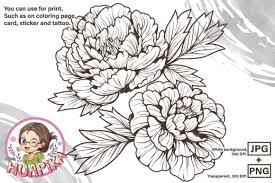 You will love to color a nice coloring page. Line Drawing Peony Flower Grafik Von Huapika Creative Fabrica