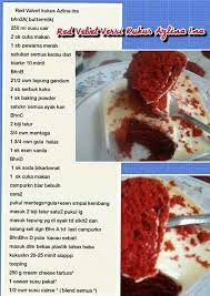 3 butir telur, 1/2 sdt sp, 100 gr gula pasir, 100 gr terigu, 1 sdm susu bubuk, 1 sdm coklatbubuk, 1/4 sdt garam, 1 gr vanilla bubuk, 1 sdt air jeruk nipis, 1 sdt pewarna merah cabe, 1/2 sdt pewarna merah tua, 50 ml minyak goreng. Step By Step Resepi Kek Red Velvet Cheese Leleh Kukus Foody Bloggers