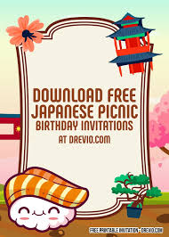 Complete the provided fields on the invitation template to add your own message and change the colors to match the theme of your event. Free Japanese Picnic Themed Birthday Invitation Templates Free Printable Birthday Invitation Templates Bagvania