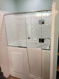Shower Door Installed Onto A Walk In Tub Walk In Tub Shower Tub Shower Doors Bathtub Shower Combo