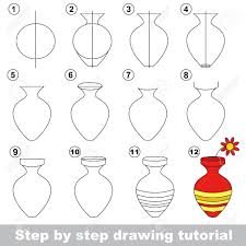 I used staedtler ( noris club).water colour pencil titi oil pastel in this drawing. Drawing Tutorial For Children How To Draw The Vase With Flower Royalty Free Cliparts Vectors And Stock Illustration Image 54825779