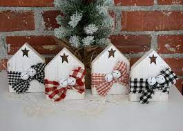 Wood House Tiered Tray Decor Farmhouse Christmas Shelf Etsy In 2021 Christmas Wood Crafts Dollar Tree Crafts Xmas Crafts