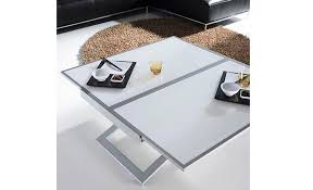 Mesa centro con revistero, mesa elevable, mesita mueble salon comedor acabado en blanco artik y gris cemento, medidas: Mesa De Centro Convertible En Mesa De Comedor