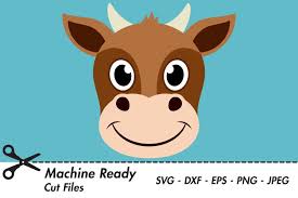 I thought this would look great with gold foil on a black tote. Cute Cow Svg Cut Files Happy Farm Animal Cow Face 374774 Svgs Design Bundles