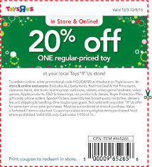 Pinned December 4th 20 Off A Single Toy At Toys R Us Or Online Via Promo Code Holiday20 Coupon Via The Free Printable Coupons Toys R Us Printable Coupons