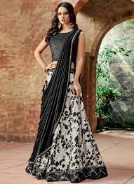 It's important to avoid wearing black and white clothes as these. Indian Wedding White And Black Silk Wedding Lehenga 7711