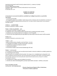 Metodologia organizării și desfășurării concursului de admitere în învățământul superior la u.n.a.t.c. Admitere Unatc Regie De Film Si Tv