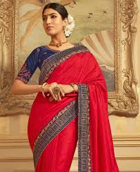 A blue and red mix will give you violet or purple. Buy Fascinating Red Navy Blue Silk Saree 201104 At 35 09